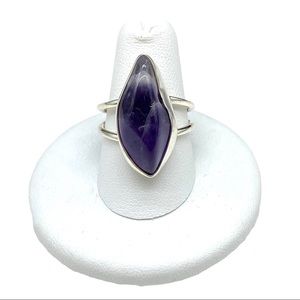 Chevron Amethyst Ring Sz 8 Sterling Silver 925